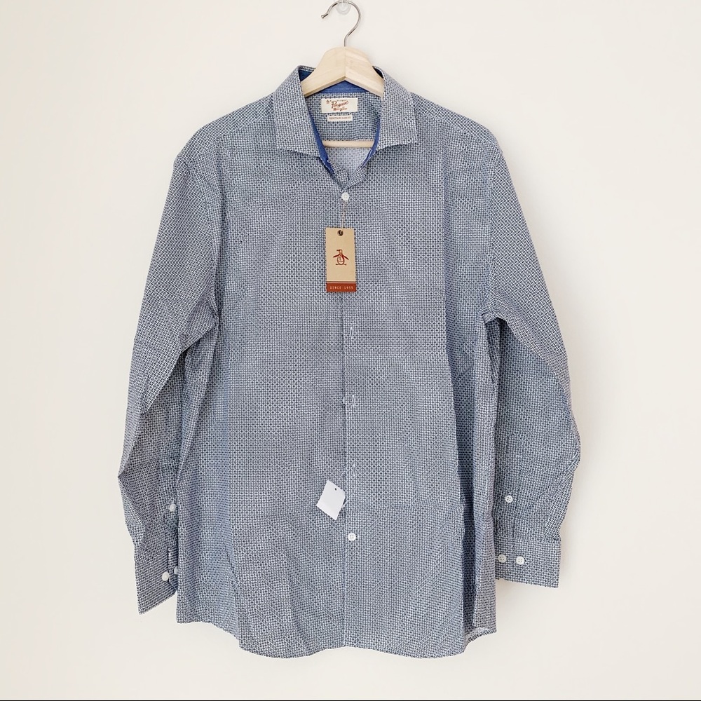 Original Penguin Men’s Microprint Blue Shirt NWT